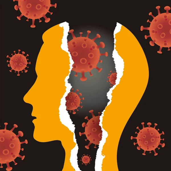 Geestelijke Gezondheid Coronavirus Pandemische Tijd Man Concept Illustratie Van Gescheurd — Stockvector