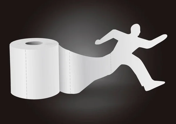 Kertas Toilet Dengan Pria Berlari Latar Belakang Hitam Ilustrasi Berjalan - Stok Vektor