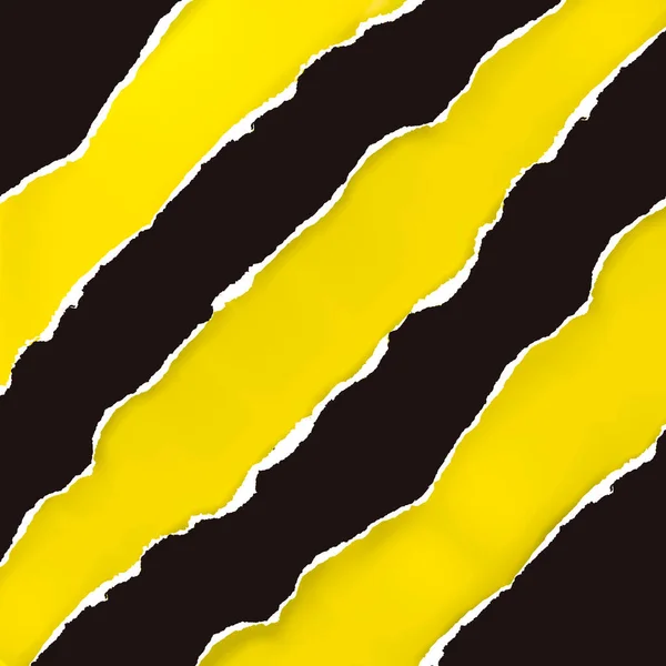 Zerrissenes Papier Mit Bauschild Bannerhintergrund Illustration Schwarz Gelb Zerrissener Papierstreifen — Stockvektor