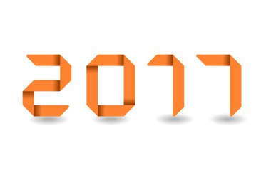 Mutlu yeni yıl 2017 metin katlanmış kağıt vektör çizim