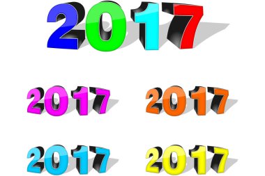 Mutlu yıllar 2017, metin tasarımı, 3d vektör illüstrasyonu