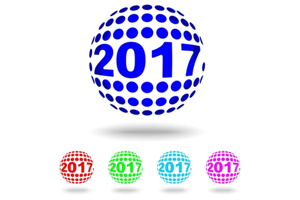 Szczęśliwego Nowego Roku 2017, logo koła, projekt tekstu, ilustracja wektor — Wektor stockowy