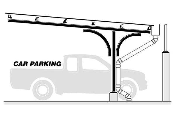 PKW-Parkplatz, Überdachung Vektorabbildung — Stockvektor
