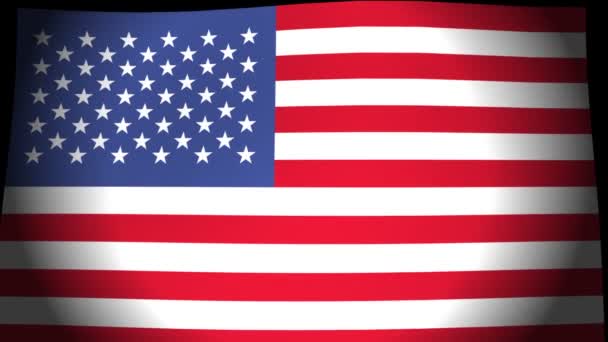 国旗的动画美利坚合众国国旗在黑色背景上缓缓飘扬 风格扁平 — 图库视频影像