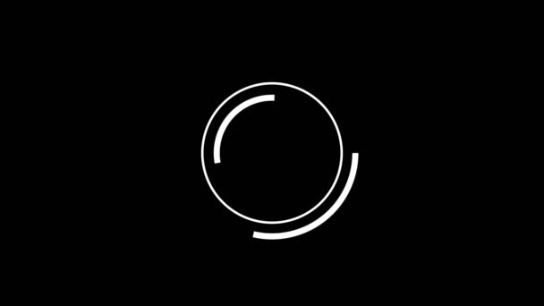 Animation Des Weißen Kreises Auf Schwarzem Hintergrund Flacher Stil — Stockvideo