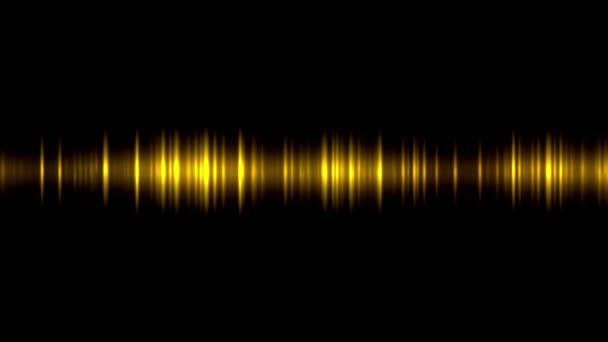 Animation Sound Waves Oscillating Glowing Gold Light Black Background — ストック動画
