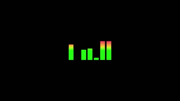 黒い背景に緑の棒グラフと音楽イコライザーのアニメーション — ストック動画