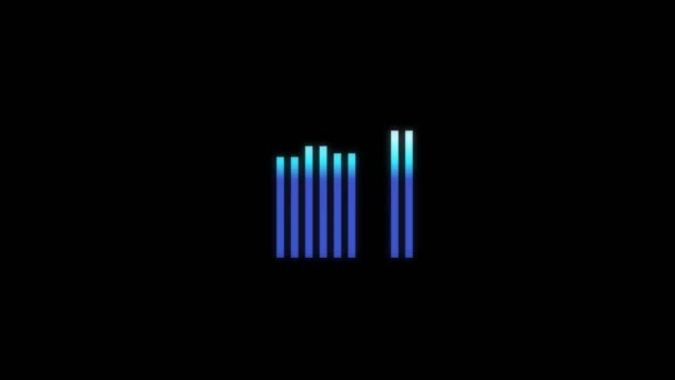 Animation Des Musik Equalizers Mit Blauem Balkendiagramm Auf Schwarzem Hintergrund — Stockvideo