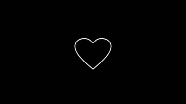 Siyah arka planda atlayan beyaz kalbin animasyonu Sevgililer Günü için tasarım elementleri.