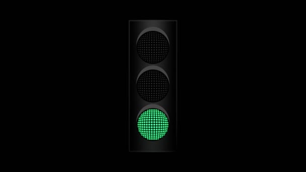 Animation Traffic Light Blinking Isolated Black Background — Stock Video