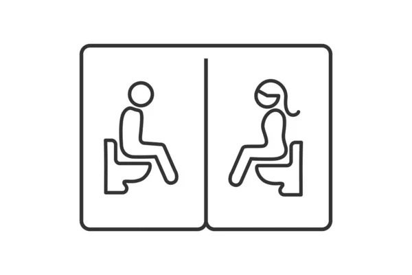 Дизайн Туалетних Знаків Чорний Контур Чоловіка Жінки Сидить Символом Водяної — стоковий вектор
