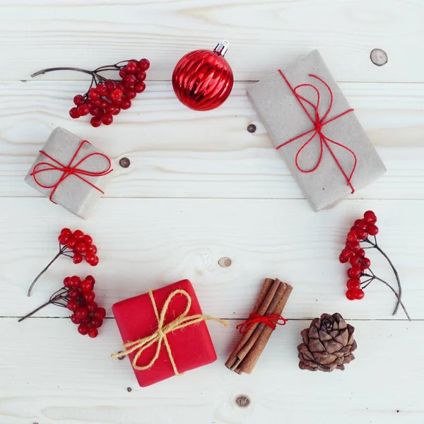 Caixas de presente de Natal ilustração. Depósito plano — Fotografia de Stock