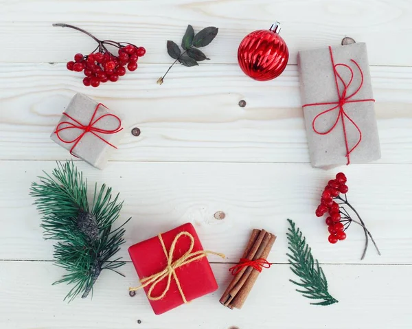 Caixas de presente de Natal ilustração. Depósito plano — Fotografia de Stock