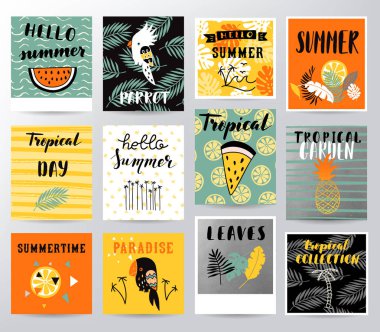 Tropikal yaz illüstrasyon