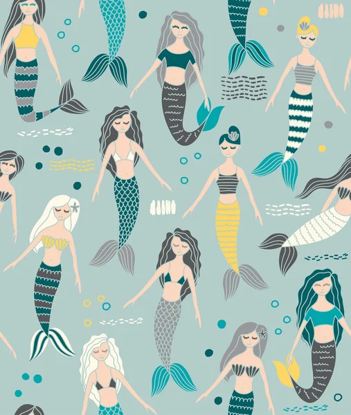 Mermaid seamless pattern — Stock Vector