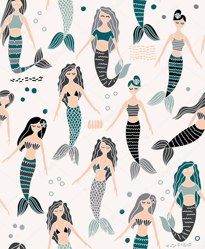 Mermaid seamless pattern