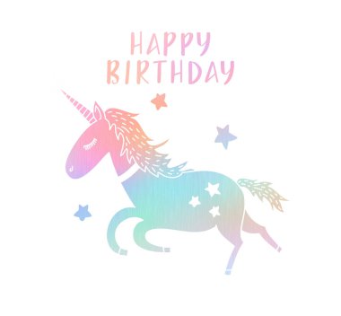 Tek boynuzlu at sihirli parti illüstrasyon