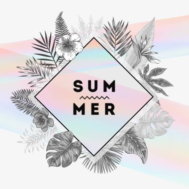 Botanik illüstrasyon. Tropikal yaprak. 