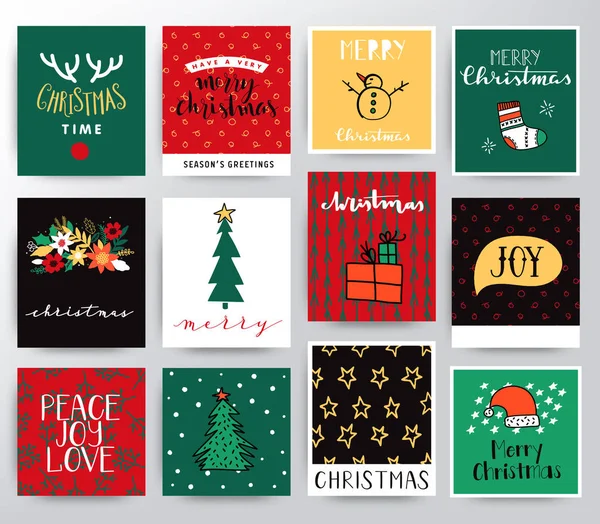 Conjunto de tarjetas navideñas — Vector de stock