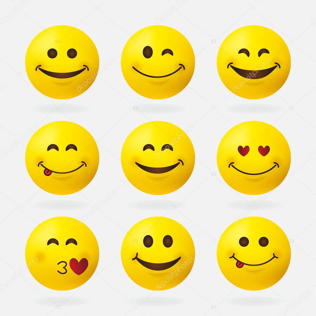 Set of nine emoticons