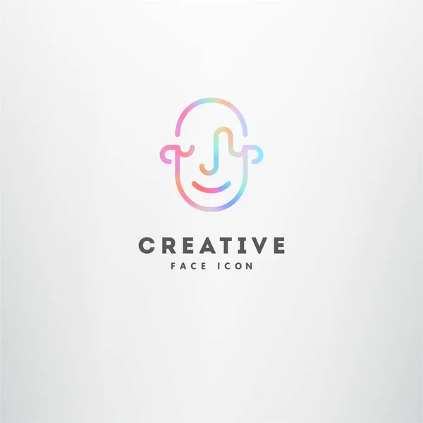 Ilustração Vetor Logotipo Face Criativa —  Vetores de Stock