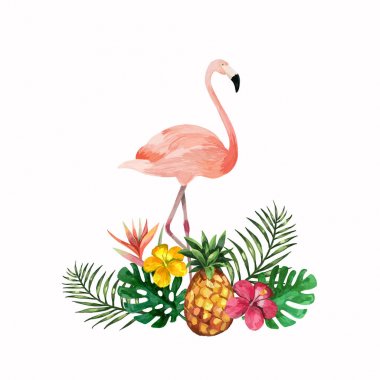 Tropikal Bahçe suluboya resim