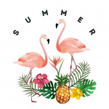 Tropikal Bahçe suluboya resim