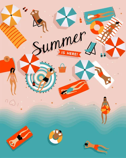 Verano Playa Vector Ilustración — Vector de stock