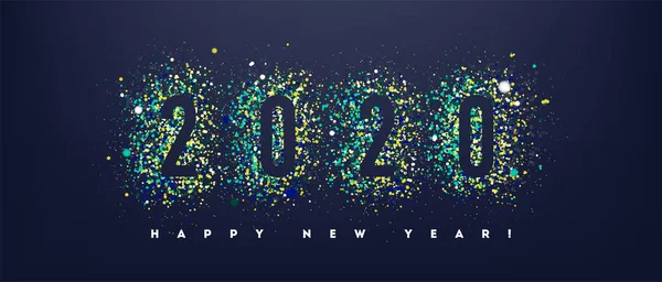 2020 Happy New Year Glitter Shine Vector Illustration Новогодняя Открытка — стоковый вектор