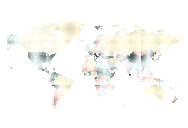 Dotted World map of square dots