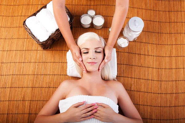 Relaxation pampering facial massage Stockbild