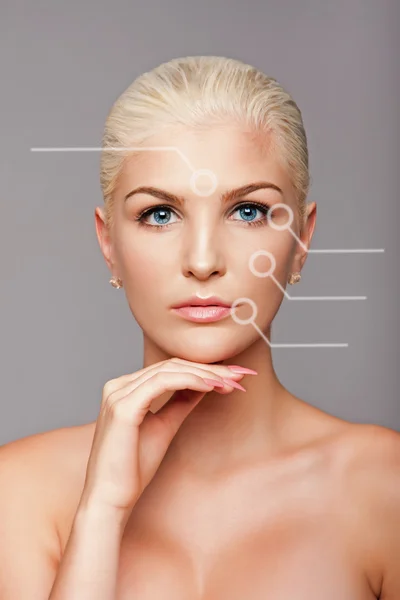 Aesthetics Beauty Portrait wrinkle zones — Stock Photo, Image