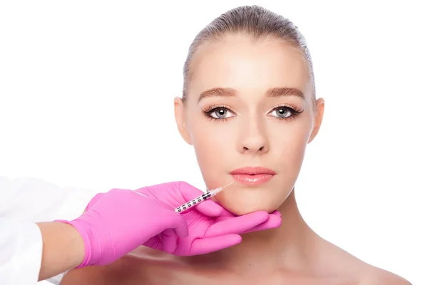 Lip Injection gezicht spa beauty behandeling Stockfoto