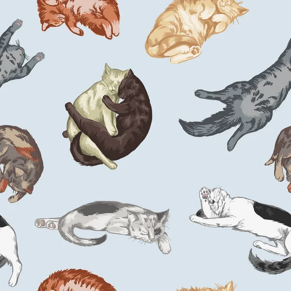 Katter i färg sömlös 3 — Stock vektor