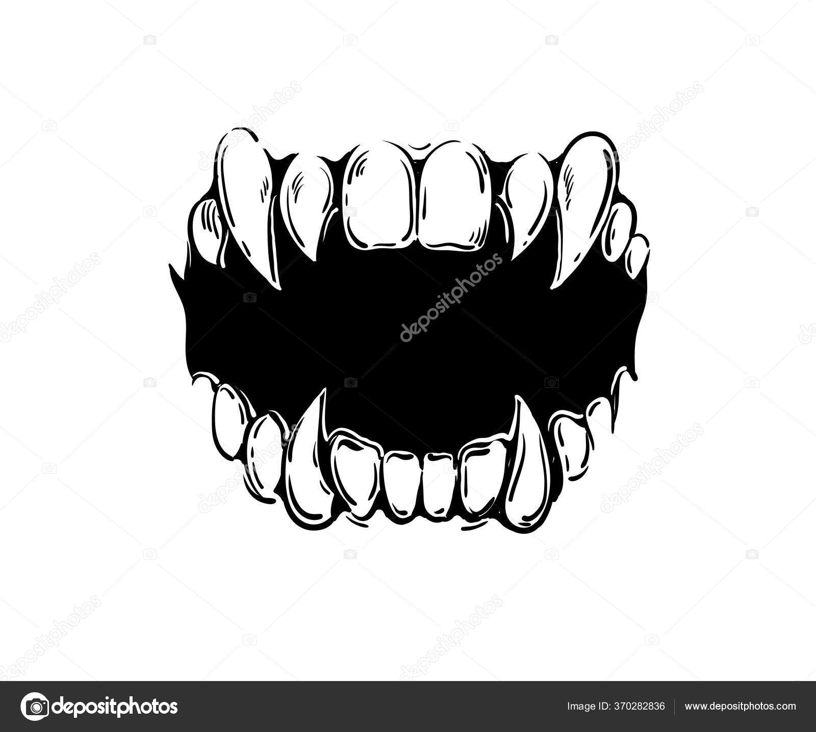 Vetor De Dentes Vampiro Isolado Em Fundo Preto Ilustração do Vetor -  Ilustração de arte, fundo: 217284511