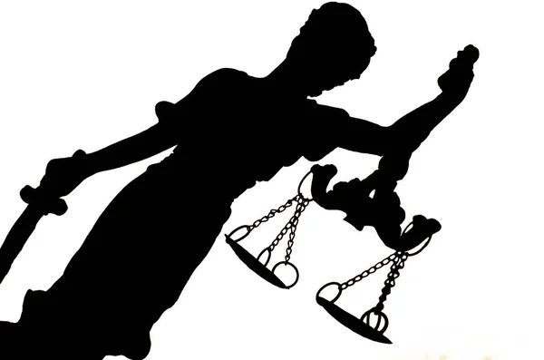 Silhouet van Vrouwe Justitia — Stockfoto