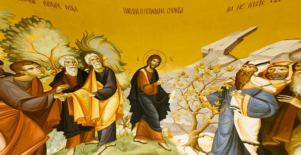 Belgrade Serbie Février 2020 Jésus Christ Sur Une Fresque Parabole Images De Stock Libres De Droits