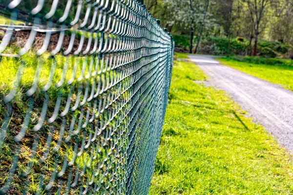 Wire mesh fence fenced plot — Stock Photo, Image