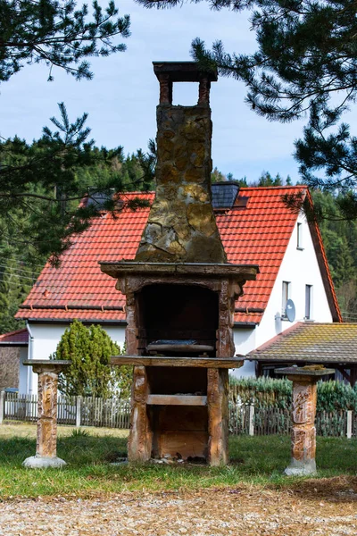 Grill of stone in the garden — Stock Photo, Image