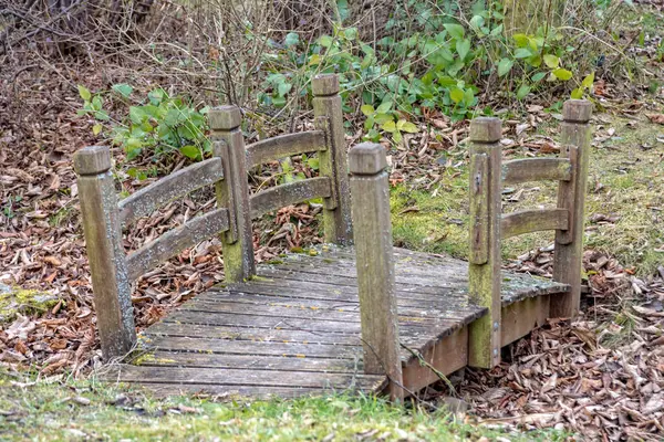 Petit pont en bois sur un petit ruisseau — Photo