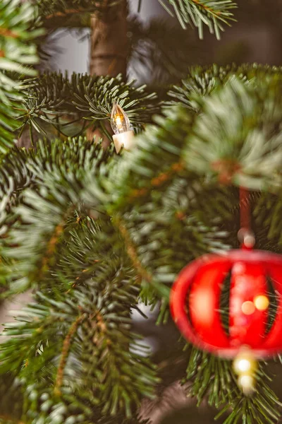 Details of a decorated Christmas tree — Stok fotoğraf