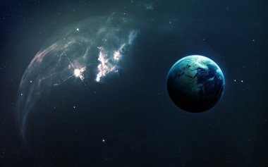 Arka plan bilimsel - gezegenler uzay, Bulutsusu ve yıldız. NASA'ın nasa.gov tarafından döşenmiş bu görüntü unsurları