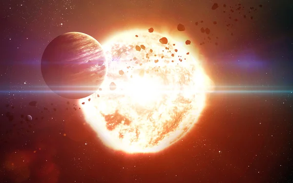 Fundal stiintific abstract planete in spatiu, nebuloase si stele. Elemente ale acestei imagini furnizate de NASA nasa.gov — Fotografie, imagine de stoc
