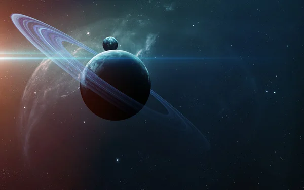 抽象的科学背景-在空间、 星云和恒星的行星。由美国国家航空航天局 nasa.gov 装备此图像的元素 — 图库照片