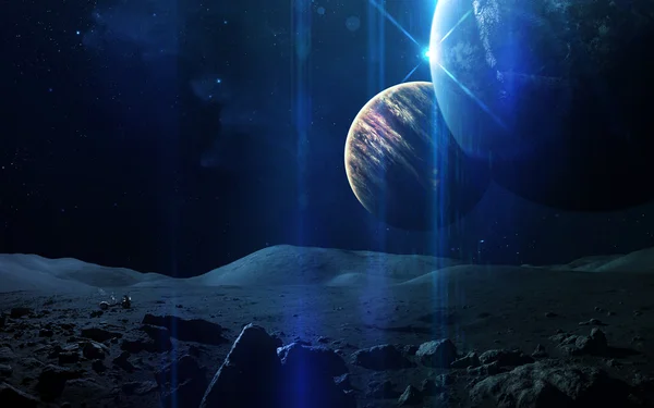 Streszczenie tło naukowe - planet w przestrzeni, Mgławica i gwiazdek. Elementy tego obrazu dostarczone przez Nasa nasa.gov — Zdjęcie stockowe
