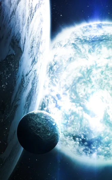 Streszczenie tło naukowe - planet w przestrzeni, Mgławica i gwiazdek. Elementy tego obrazu dostarczone przez Nasa nasa.gov — Zdjęcie stockowe