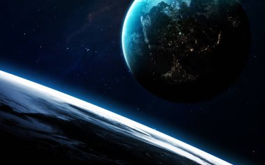 Derin uzay sanat. Nebulanın, gezegenler gökadaları ve yıldız güzel kompozisyon. Duvar kağıdı için harika ve yazdırma. Nasa tarafından döşenmiş bu görüntü unsurları