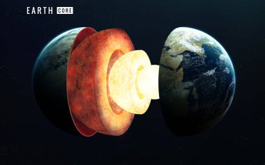 Dünya iç yapısı. Nasa tarafından döşenmiş bu görüntü unsurları