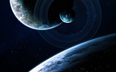 Derin uzay sanat. Nebulanın, gezegenler gökadaları ve yıldız güzel kompozisyon. Duvar kağıdı için harika ve yazdırma. Nasa tarafından döşenmiş bu görüntü unsurları