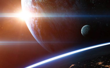 Derin uzay sanat. Nebulanın, gezegenler gökadaları ve yıldız güzel kompozisyon. Duvar kağıdı için harika ve yazdırma. Nasa tarafından döşenmiş bu görüntü unsurları